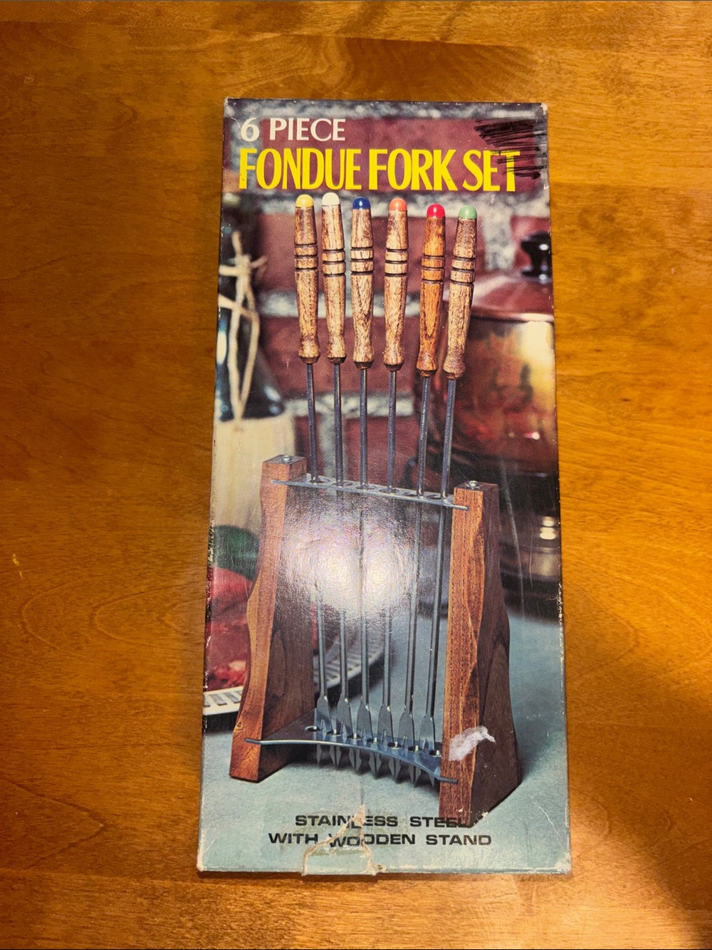 Vintage Fondue Fork Set with Color-Tipped Handles